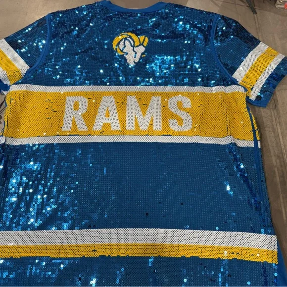FUN FAN FASHION Blue &Yellow Rams Sequin Jersey- fully lined for comfort! 🏈💙💛🏈